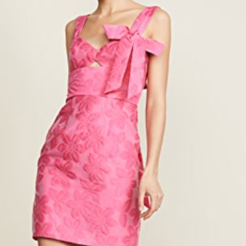 Milly Pink Floral Mini Dress with Bow Detail - Picture 3 of 9